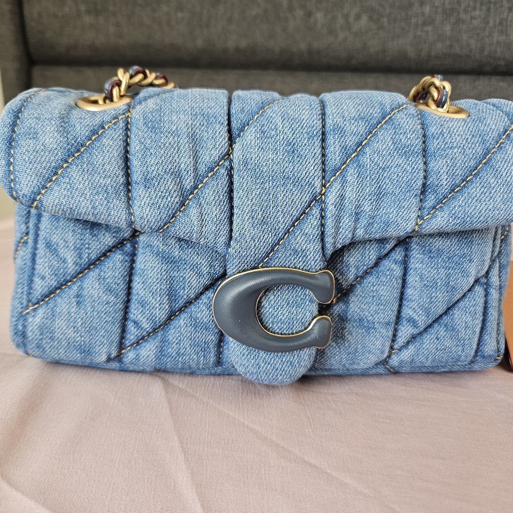 Coach Denim Quilted Crossbody Bag with Gold-Tone Hardware